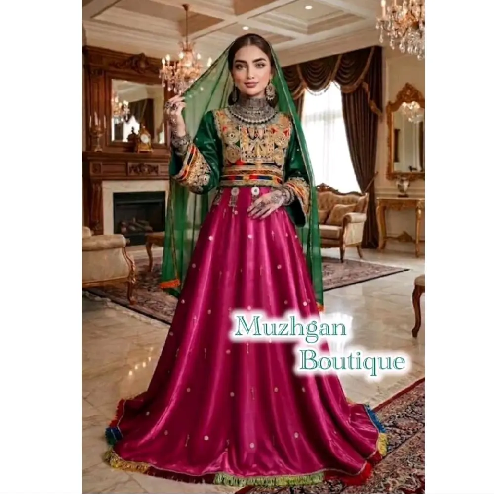 Traditional Hand-Embroidered Afghan Dress for Special Occasions