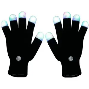 LED Light-Up Gloves with Multi-Color Flashing Modes & Bright Cool Finger Lights Perfect for Parties Concerts Nighttime Events Halloween