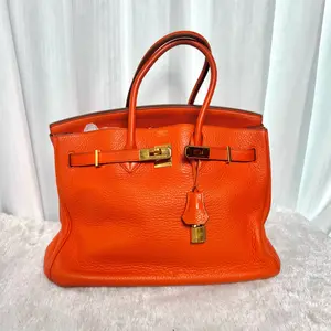 Pre-owned HERMÈS Birkin 35 Stamp N, Orange, Gold Hardware, Togo Leather Accessories: 2 keys, lock, dust bag