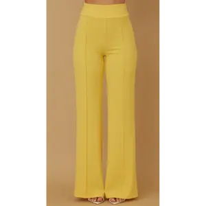 PERFECT FIT SOLID PANTS FRONT-LINE FLARED LEG DESIGN ZIPPER IN THE BACK Womenswear Bottom