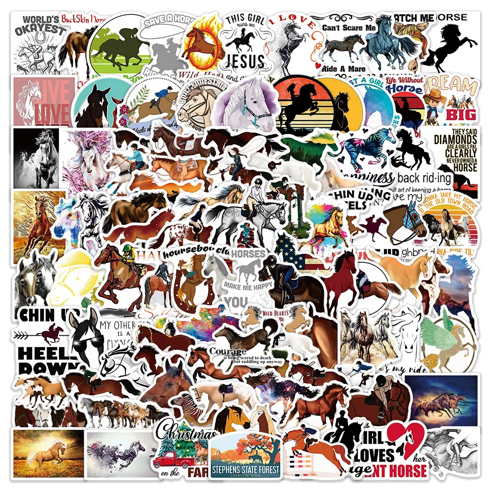 100 Equestrian Riding Stickers – Horse Vinyl Sticker Pack for Water Bottles, Laptops, Journals, Scrapbooking & Gifts