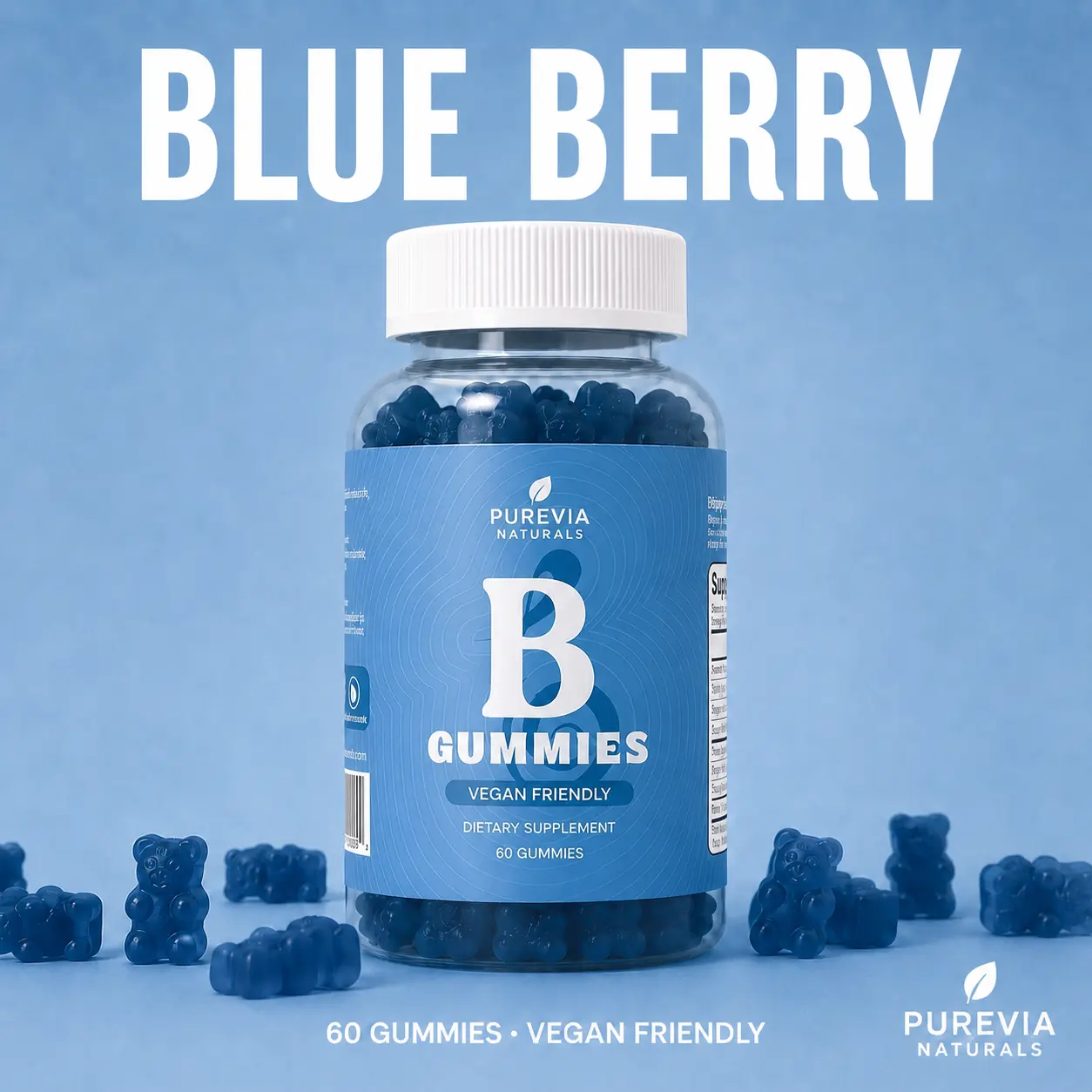 Purevia Naturals Women's Berry Flavored Gummies | Vitamins A, C, E & B6 | Daily Wellness Supplement | 60 Gummies | 30-Day Supply