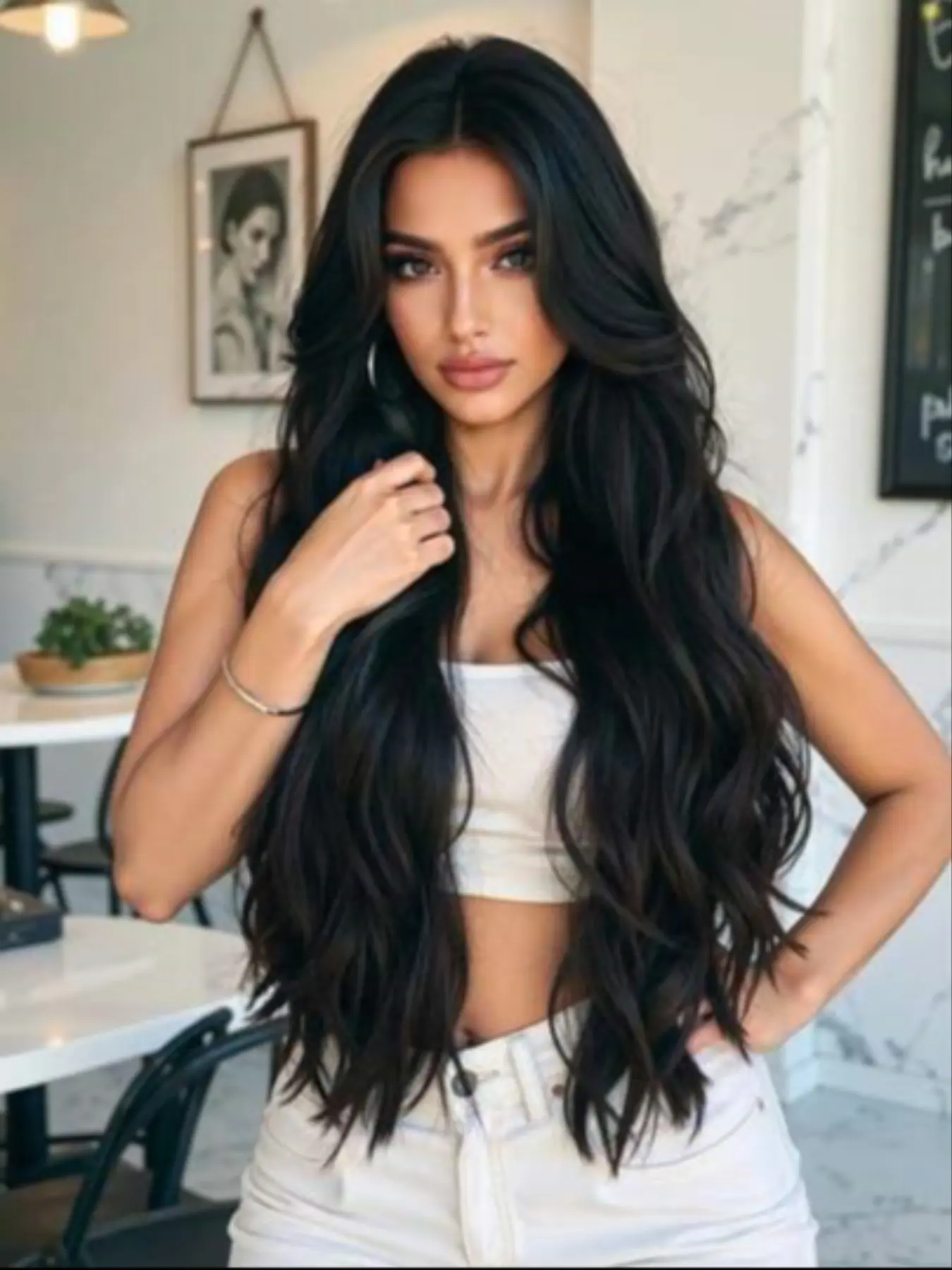 32 Inch Long Curly Middle Part Natural Daily Wig, Heat Resistant High Temperature Synthetic Fiber, Synthetic Wavy Curly, Suitable for Women, Synthetic Fiber Wigs