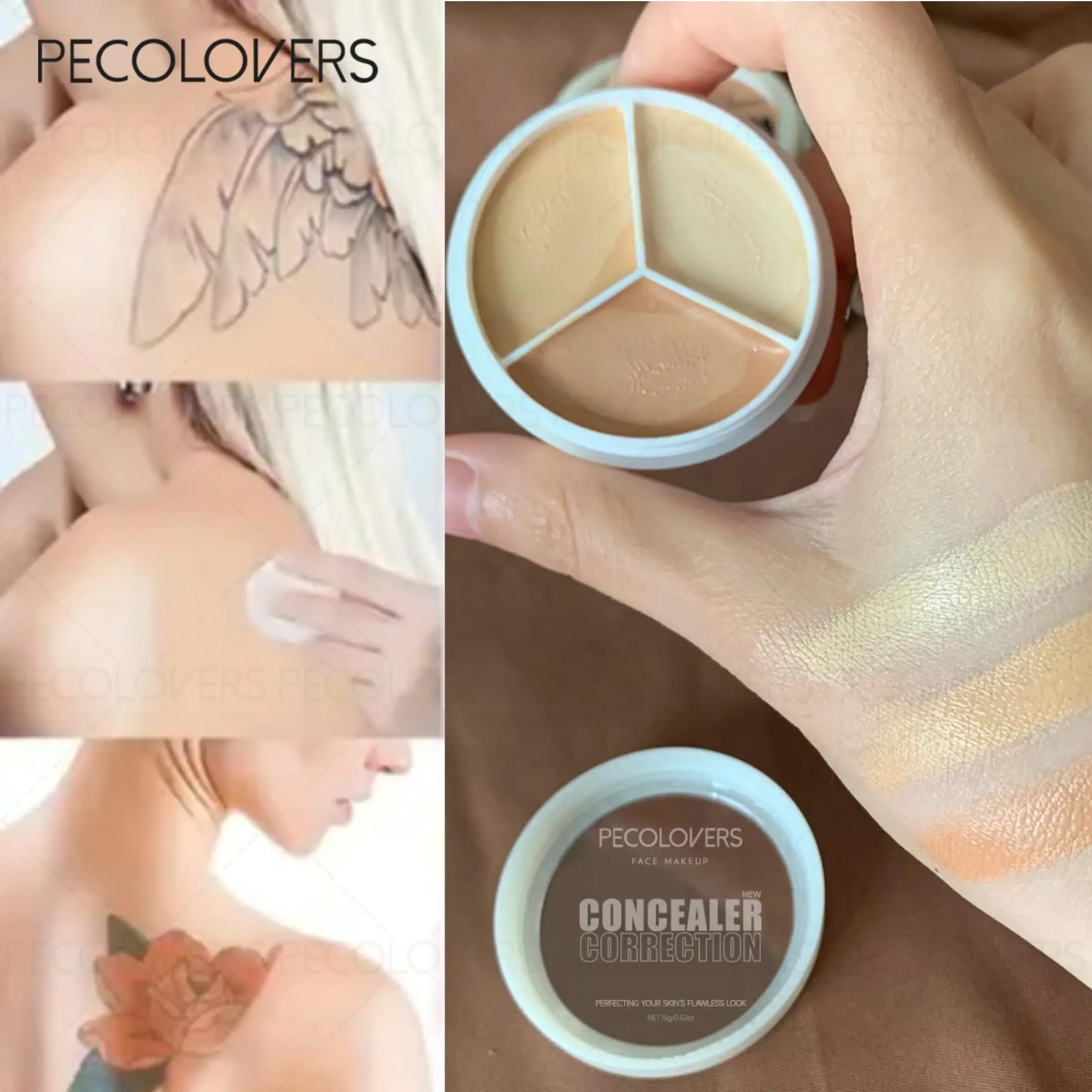 Three-color Concealer Highlighter Contour, Concealer Makeup ,Cover Spots ,Facial brightening，Suitable for All Skin Types, Concealer for Acne