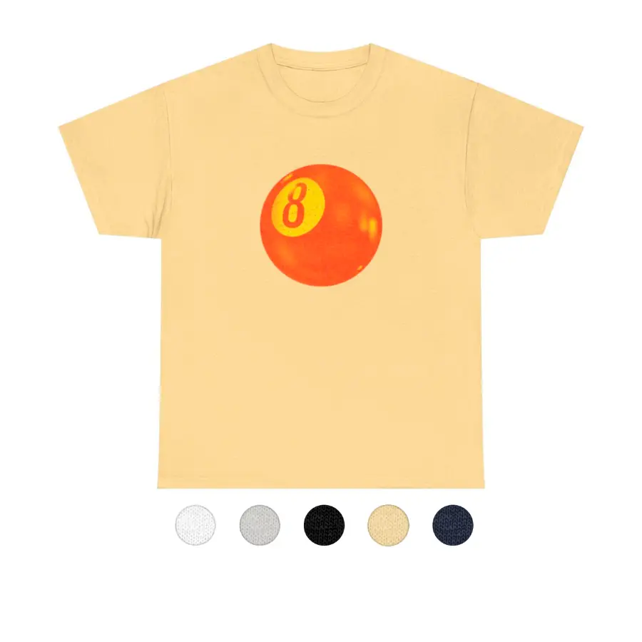 Orange Viral 8 Ball Aesthetic T-shirt, Full Color Cute Unisex T-shirt Casual Cotton Comfy Top, Basic for Men & Women Original Black Yellow 8 Ball