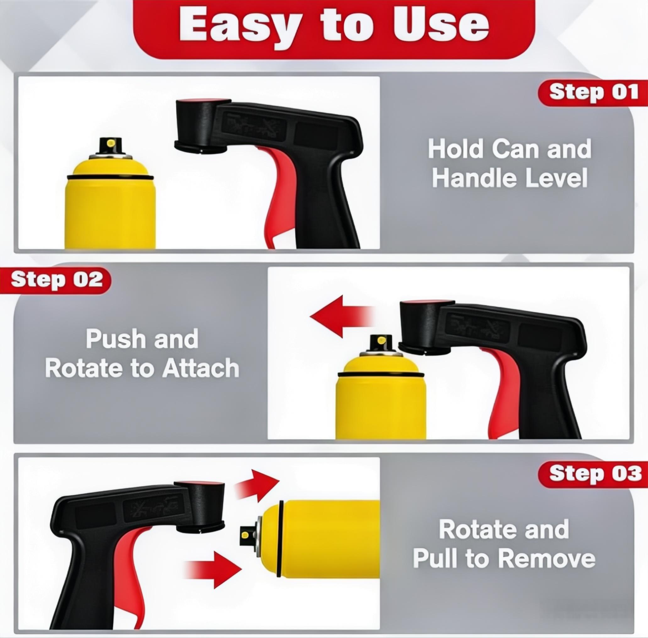 Universal Spray Can Gun Handle, Ergonomic Aerosol Trigger for Easy Spray Control, Convert Any Spray Can to Spray Gun, Reduce Finger Fatigue for DIY & Painting  No More Sore Fingers! Ergonomic Spray Paint Gun Handle