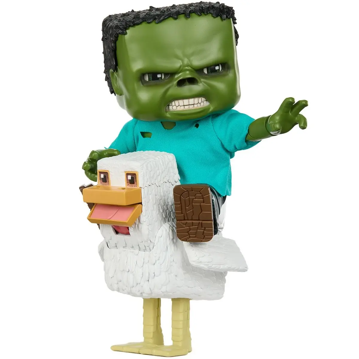 MATTEL A Minecraft Movie Chicken Jockey Large Scale Action Figure Exclusive Iconic Scene with Swappable Face Plates & Articulated Features