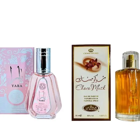 AL-REHAB Bundle of Pink Yara 50ml & Choco Musk Eau de Parfum Spray 50ml for Women Floral Fragrances Top Notes Heliotrope Orchid Tangerine