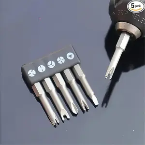 5pcs Special-Shaped Screwdriver Bit Set with 5 Styles U Shape, Y Shape, Triangle, Inner Cross and 3 Points, Versatile Tool for DIY Projects