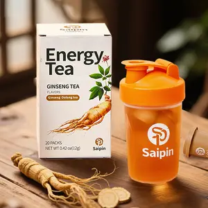 Energy Tea Powder with Ginseng & Oolong | Sugar-Free Drink Mix | Light Caffeine from Tea | Instant Mix | 10 Servings