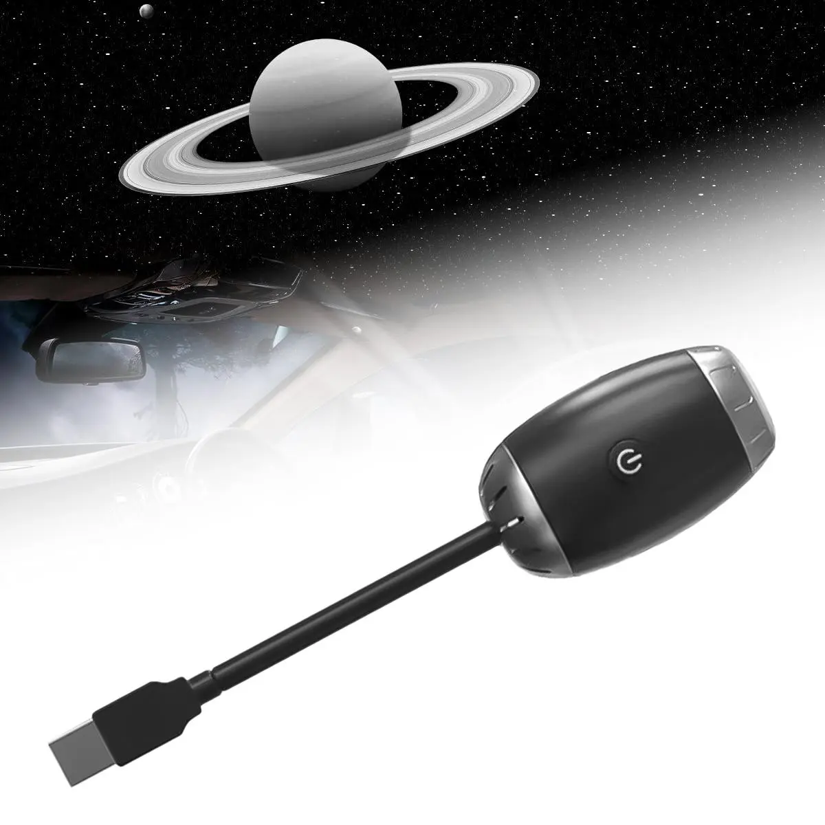DIBMS USB Type-C Car Star Projector Light with Saturn Planet, 360° Rotatable Adjustable Focus Brightness Starry Sky Laser Projection Lamp, 5W HD Clear Imaging Lossless Install Auto Interior Decor Night Light
