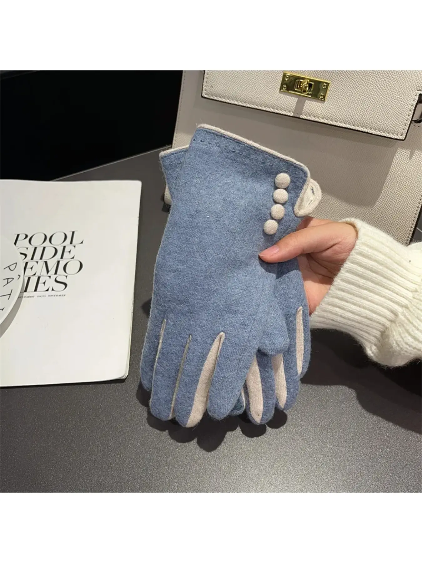 European and American women's gloves for autumn and winter, cycling and driving, vintage fingerless, soft, warm, non-prickly, elastic, thin