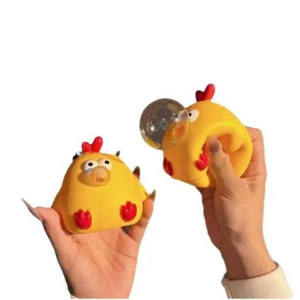 Funny Bobo Chicken Wubble Bubble Vinyl Squishy - Kawaii Indoor Fidget Sensory Stress Relief Desk Toy, Oddly Satisfying Collectible Figure, Great Gift for Friends, TikTok Trend Office Item viral relief toy cute