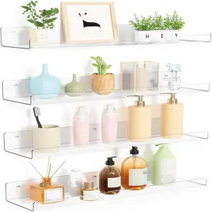 Wall Mounted Acrylic Shelf, Universal Wall Shelf, Floating Shelf for Bathroom, Bedroom & Kitchen, Home Decor