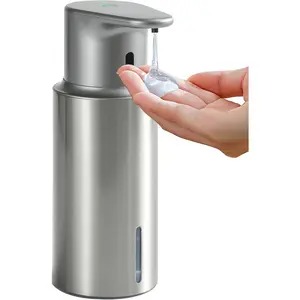 Automatic Liquid Soap Dispenser Touchless, 304 Stainless Steel Bottle Body &16.2oz/480ml Rechargeable, 3 Adjustable Liquid Levels, IPX7 Waterproof, for Kitchen Bathr