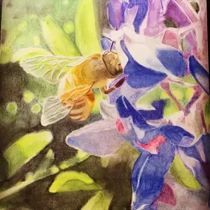 Springs Delicacies - Hand Drawn Art. This piece was created using colored pencils. 9x12”