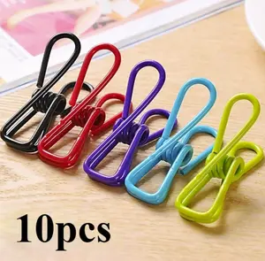 10 Pieces Of Windproof Multi-Purpose Metal Clips - Anti Slip, Strong Grip, Diverse Colors, Food Bag Sealing Clip, Drying Rack