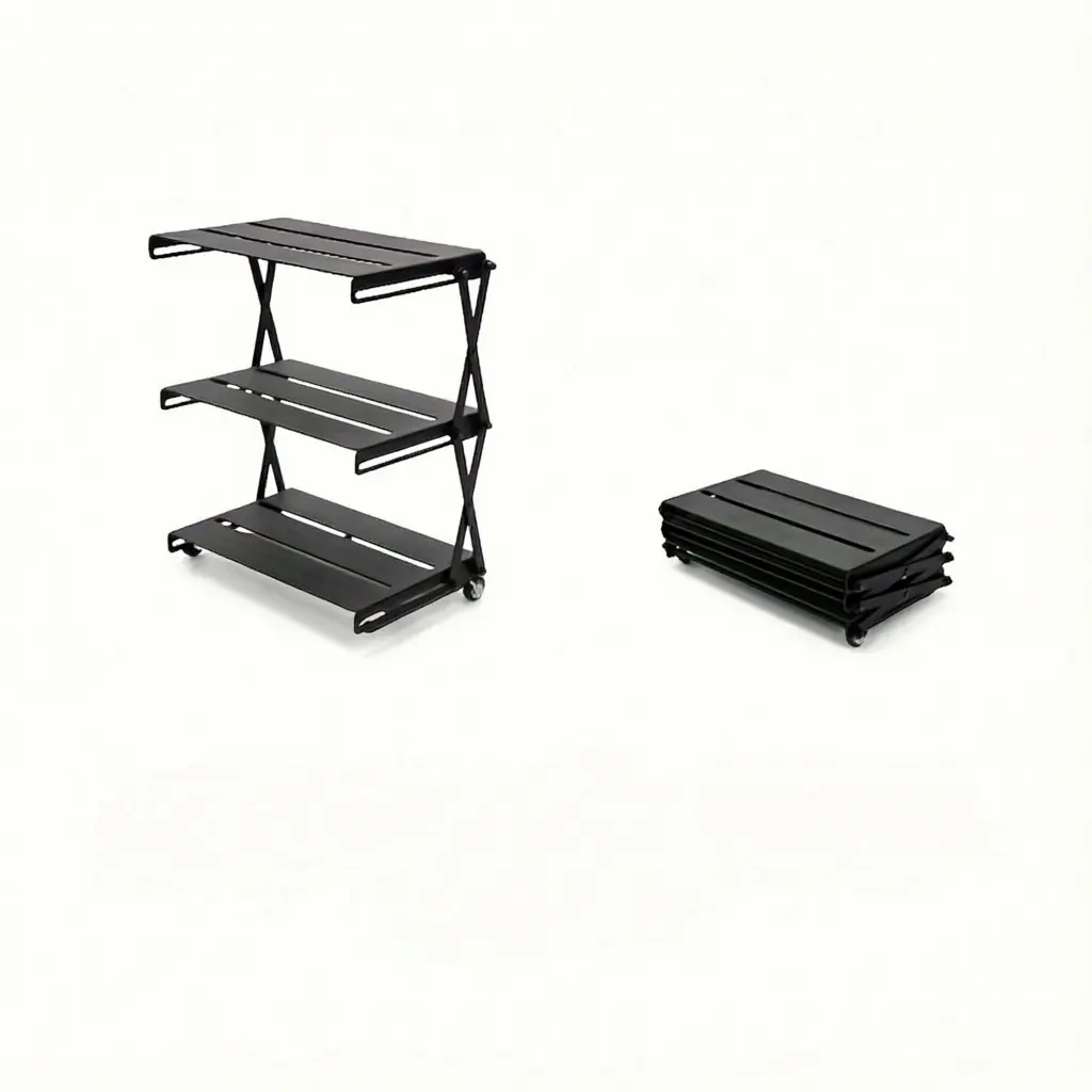 Aluminum Alloy 3 Tier Folding Camping Shelf 10KG Load Capacity Per Layer Ideal for Outdoor Camping Picnic & Kitchen Storage
