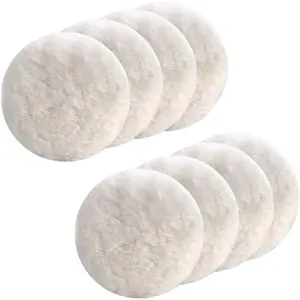8pcs 5" Wool Polishing Pad, Soft Sheepskin Buffing Pads with Hook and Loop Back Wool Cutting Pad for Furniture, Glass,Auto Orbital Polisher Buffer
