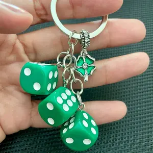 Lucky Green Clover Dice Keychain for Good Luck and Positive Energy tour jewellery holiday gift perfect gift girl car