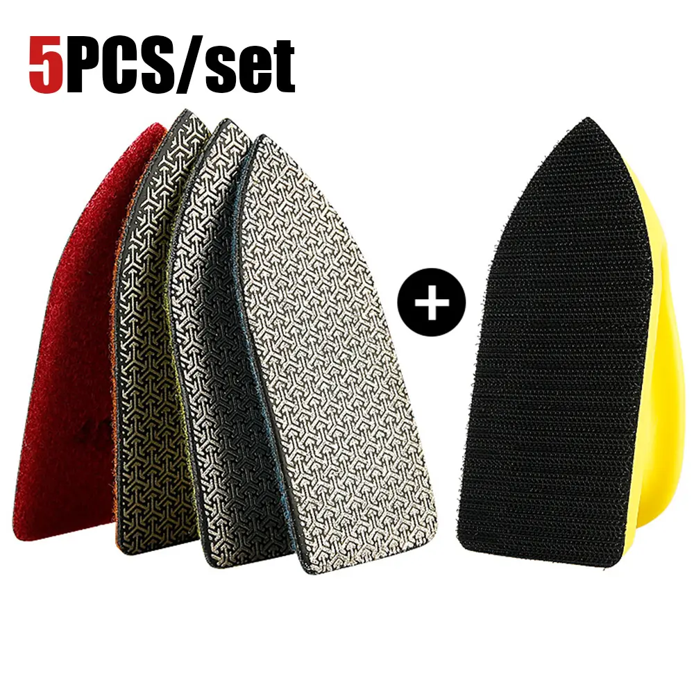 5PCS 60-400 Grit Electroplated Diamond Hand Pads - Multi-Grit Polishing/Chamfering/Grinding Disc for Marble, Granite, Glass Stone Tools fathersdaygift Hardware Yellow