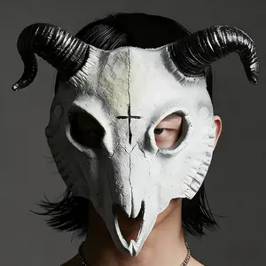 Sheep Goat Skull Mask with Ram Horns, Lightweight PU Foam Half/Full Face Creepy Halloween Mask, Animal Skeleton Bone for Party Masquerade Cosplay Costume Accessories, Rave Carnival Decor Prop Adjustable Set Blue & White Funny Retirement Ceramic Coffee Mug