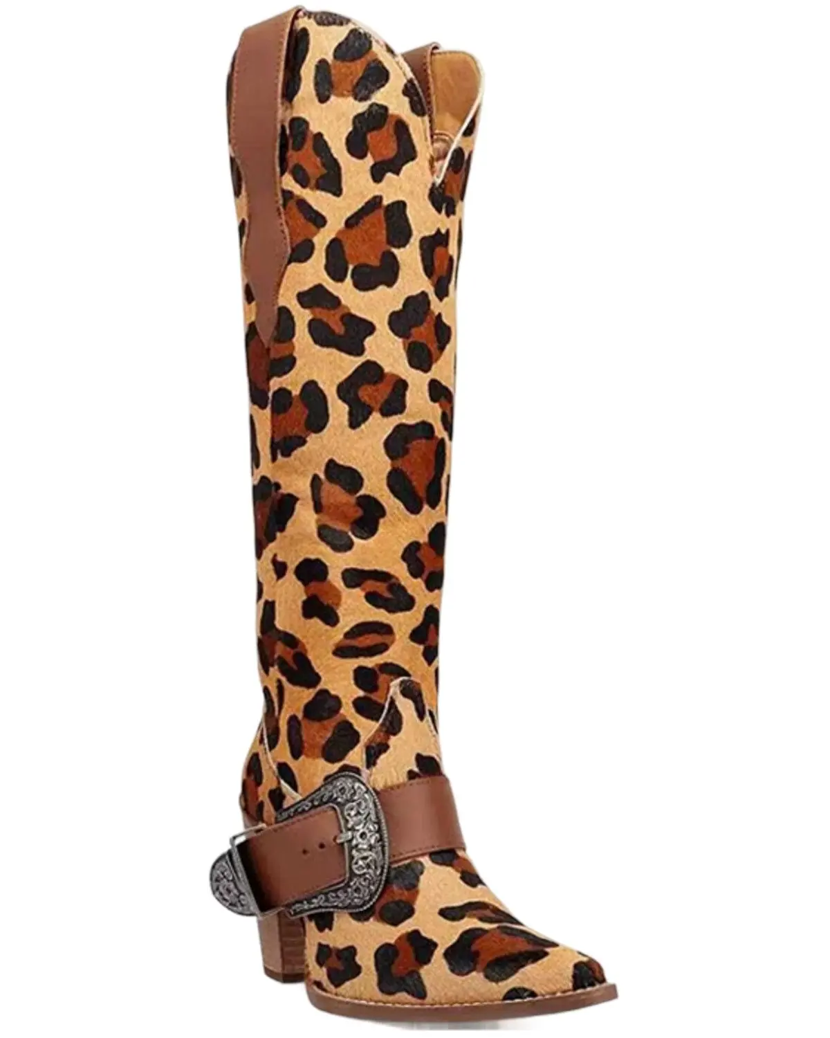 Dingo Women's Women'S Spur Crazy Leopard Print Tall Western Boot Round Toe - Di2385-Lep
