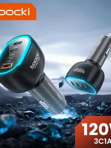 Toocki 120w 4-In-1 USB Type C Car Charger, 3c1a High Power, 4 Ports, Universal Pd45w, Super Fast Charging, 90w 2c2a Car Phone Adapter