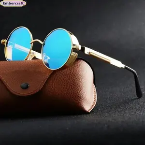Vintage Steampunk Round Sunglasses - Unisex Retro Metal Frame UV400 Shades, Unisex Fashionable Glasses, Durable Eyewear for Festival, Cosplay, Daily Wear