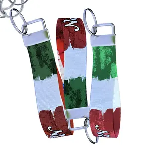 Italian Flag Keychain Collection - Personalized Name Durable Nylon Key Fob - Custom Wristlet Keychain