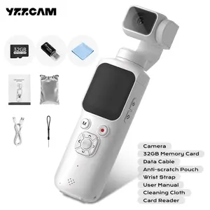 Pocket handheld gimbal camera, supports 4K/30fps video recording, features face tracking, 4K handheld camera, portable WiFi vlogging camera (includes 32GB memory card), tripod