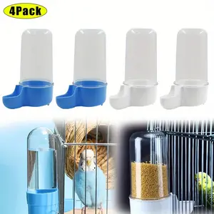 4PCS Automatic Bird Feeders with a Transparent Water Reservoir - Suitable for Birds, Rodents, And Parrots for Water And Seed Feeding - Easy to Use, Birdcage Accessories Clear Water Tank Design