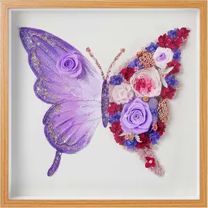 Addwel Preserved Real Rose Butterfly Shadow Box - 12X12 3D Handmade Eternal Flower Wall Art, Unique Birthday Anniversary Purple Gifts for Women, Mom, Wife, Grandma ADDWel