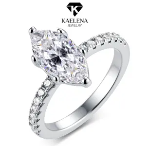 Kaelena Marquise Cut Engagement Ring D Color VVS Lab-Created Moissanite Jewelry S925 Silver, Valentine's Day Gift, Anniversary, Wedding Set