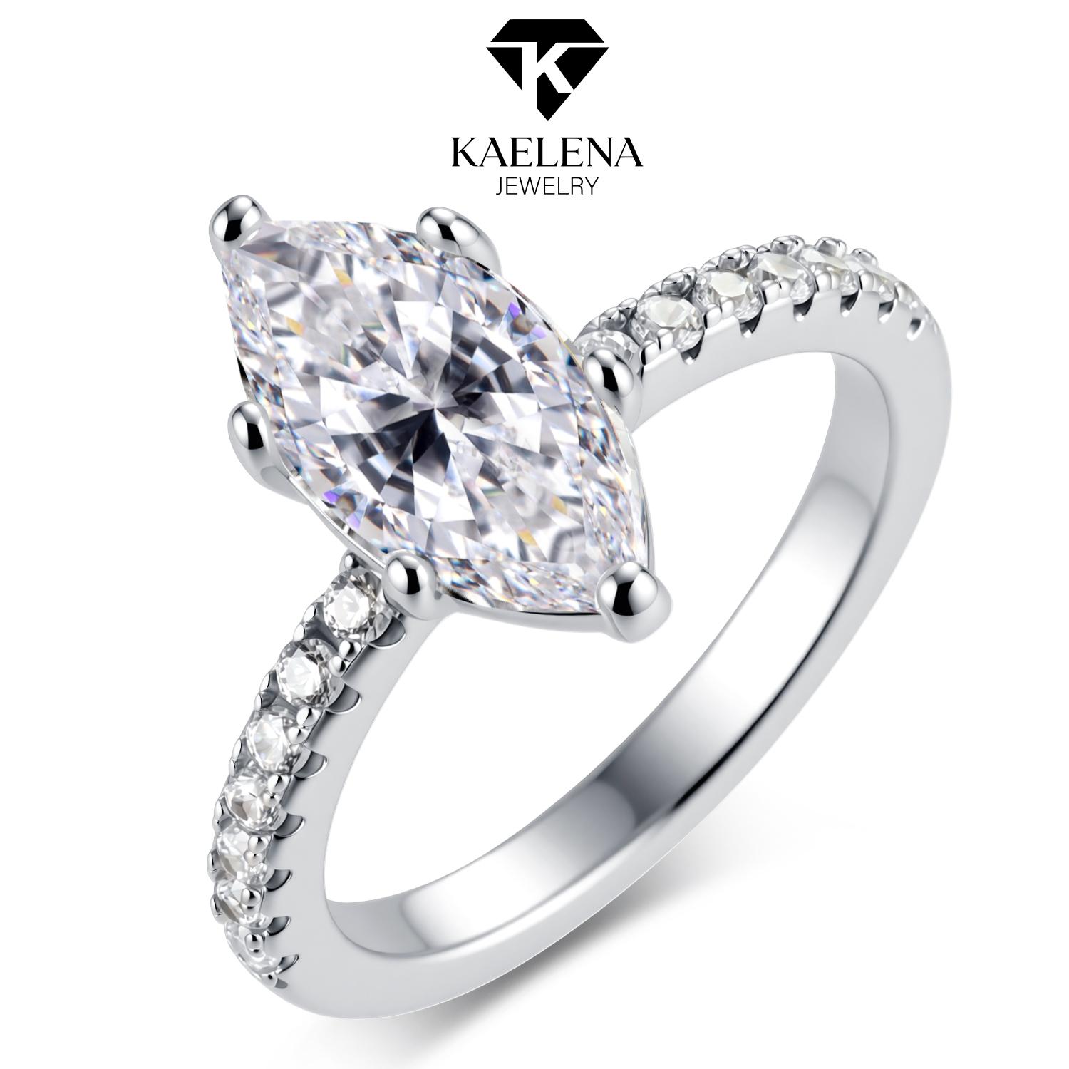 Kaelena Marquise Cut Engagement Ring D Color VVS Lab-Created Moissanite Jewelry S925 Silver, Valentine's Day Gift, Anniversary, Wedding Set