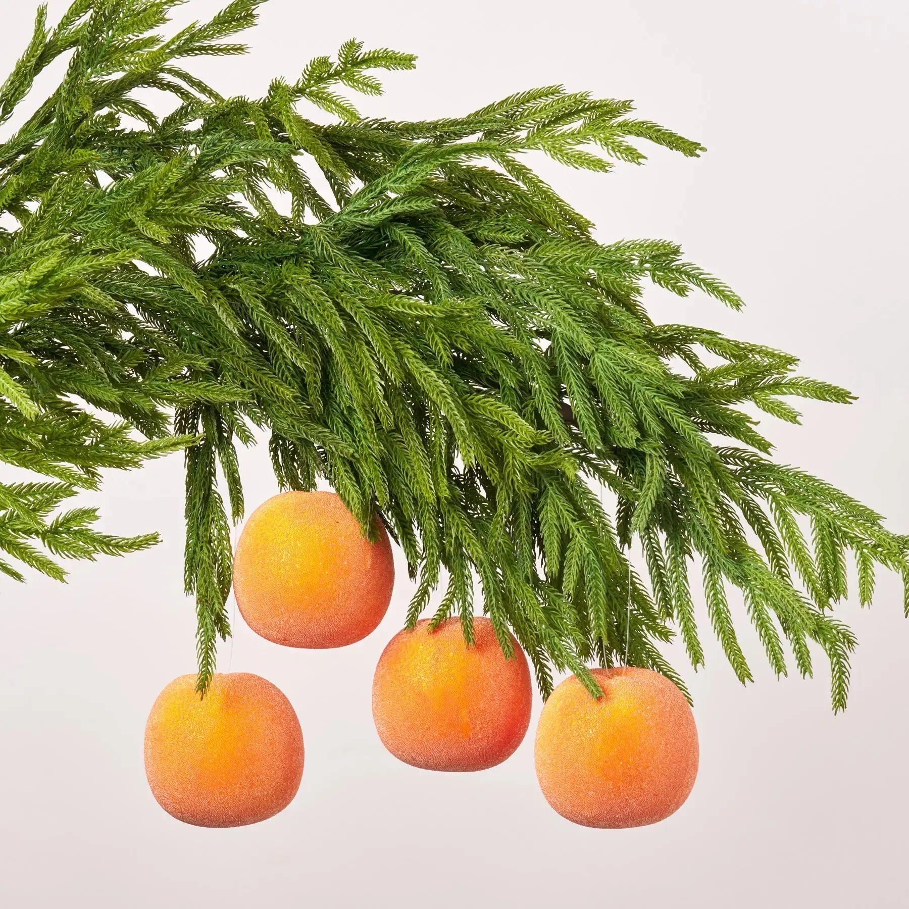 Sugar Beaded Frosted Orange Faux Fruit Christmas Ornament - Set of 4