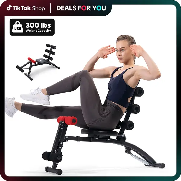 MERACH Adjustable Weight Bench for Full Body Workout, Press Bench of Home Gym Strength Training, Exercise Machine for ab, arm, leg, dealsforyoudays