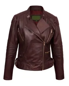 Women’s Biker Burgundy Leather Jacket