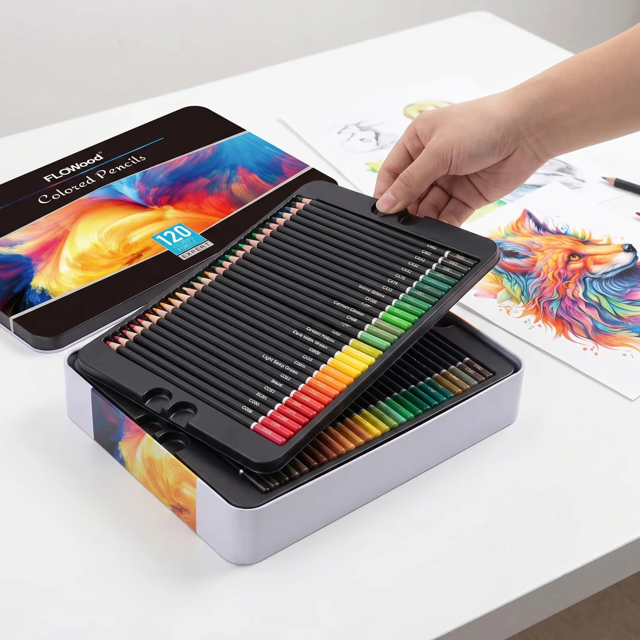 120Pcs Colored Pencils, 120 Vibrant Colors, Drawing Pencils for Sketch, Arts, Coloring Books, Premium Soft Core Colors Pencils Set for Adult Coloring