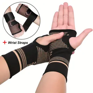 2 Copper Fiber Bandage Palm Guards for Men and Women Sports Compression Wrist Guards