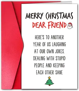 CHRISTMAS GIFT Merry Christmas Card for Best Friend, Coworker, Classmate, Cousin, Brother – Funny Holiday Card for Him & Her (Laugh at Our Own Jokes)