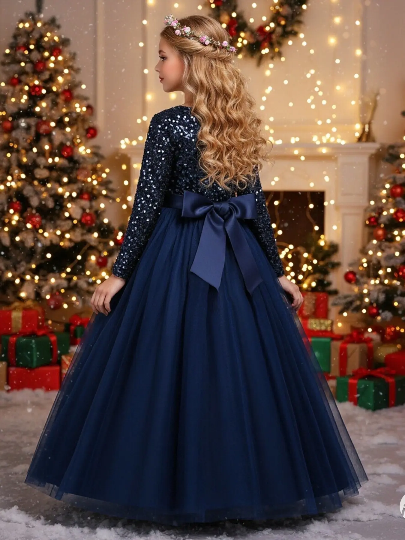 Girls' Christmas Party Dress, Elegant Sequined Evening Gown, Long Sleeve Bow Front Mesh Skirt, Perfect for Birthdays & Celebrations - TikTok Shop Girls' Christmas Party Dress, Elegant Sequined Evening Gown, Long Sleeve Bow Front Mesh Skirt, Perfect for Birthdays & Celebrations - TikTok Shop