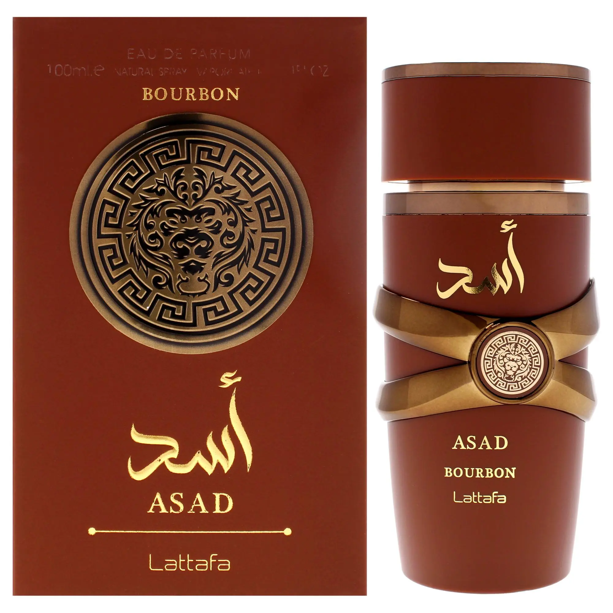 Lattafa Asad Bourbon Eau De Parfum for Men — Lavender, Mirabelle, Pink Pepper, 3.4 oz (100 ml) | unisex amber woody cologne, lattafalong-lasting bergamot cologne, lattafamen's jasoor edp spray, cacao, lavender perfume, nutmeg, mirabelle perfume, davana