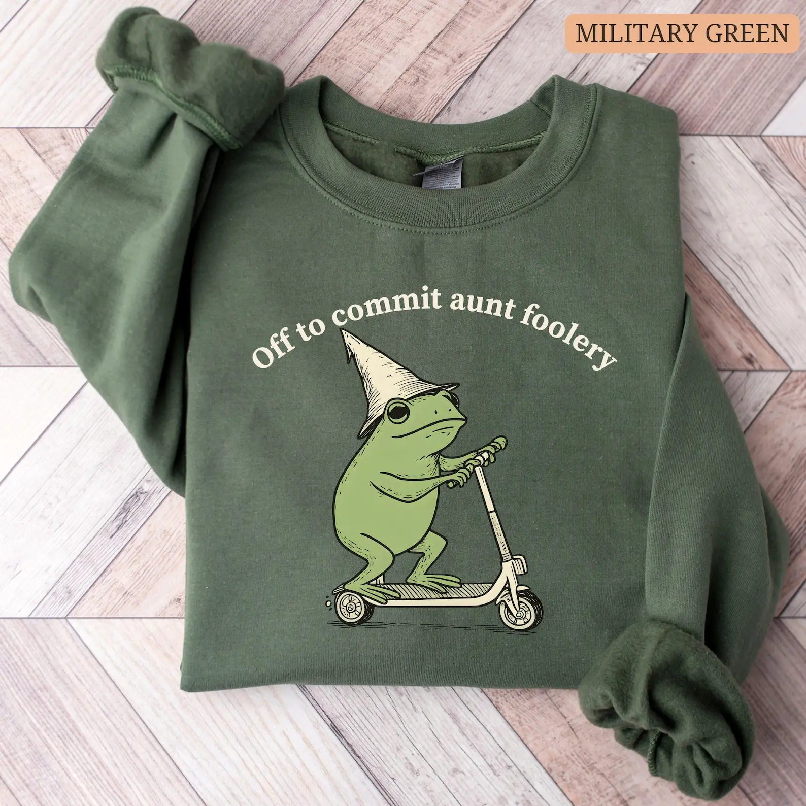 Auntie Frog Sweatshirt, Off to Commit Aunt Foolery Crewneck, Funny Frog Scooter Gift For Aunt, Funny Auntie Sweater, Pregnancy Announcement Top