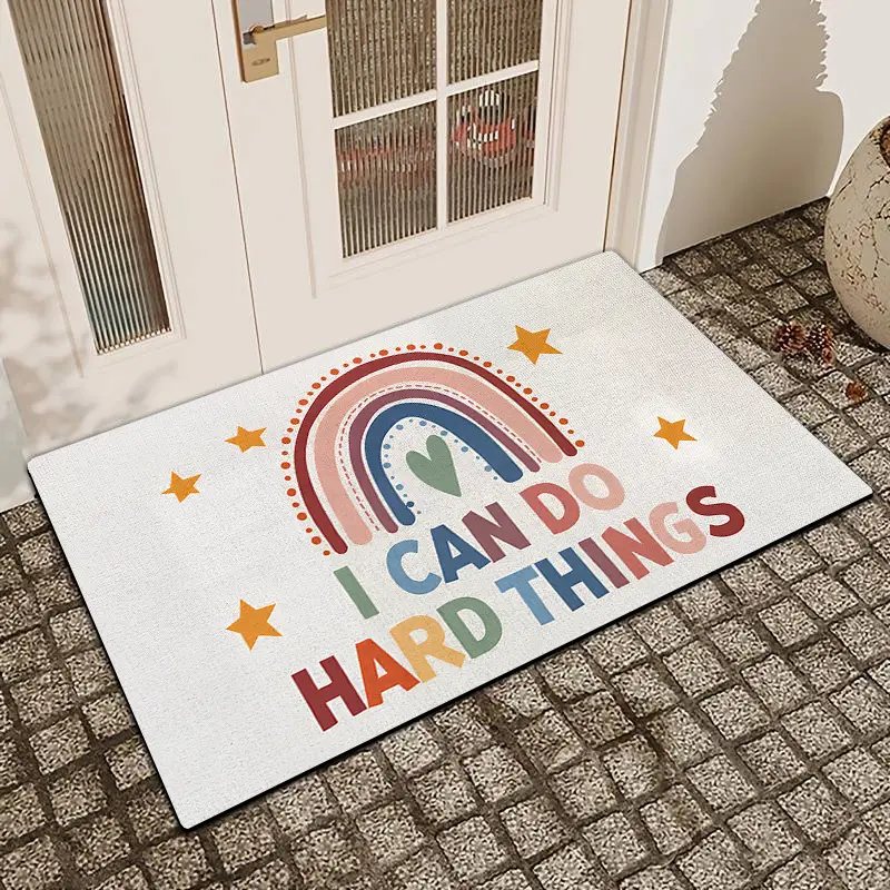 1 Pc Rainbow Printed Door Mat With Linen Surface Diatomaceous Earth Anti Slip And Absorbent Indoor And Outdoor Printed Door Mat Kitchen Dining Room Bathroom Bedroom Decoration Holiday Home Decoration