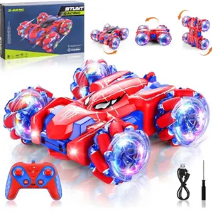 Remote Control Stunt Car with Colorful Lights, 360 Degree Spin, Unisex Electric Toy for Kids Aged 3+, Indoor & Outdoor Play, RC Stunt Car