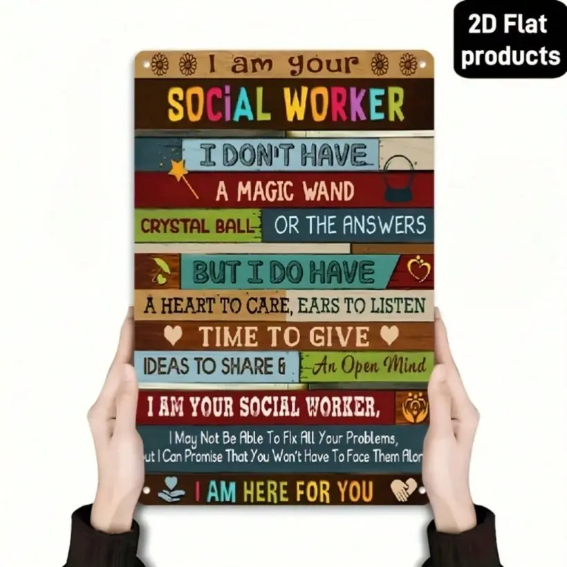 Vintage Social Worker Retro Aluminum Wall Sign 8x12 Inch - Durable Funny Office Decor Gift for Social Work Appreciation - Classic American Style