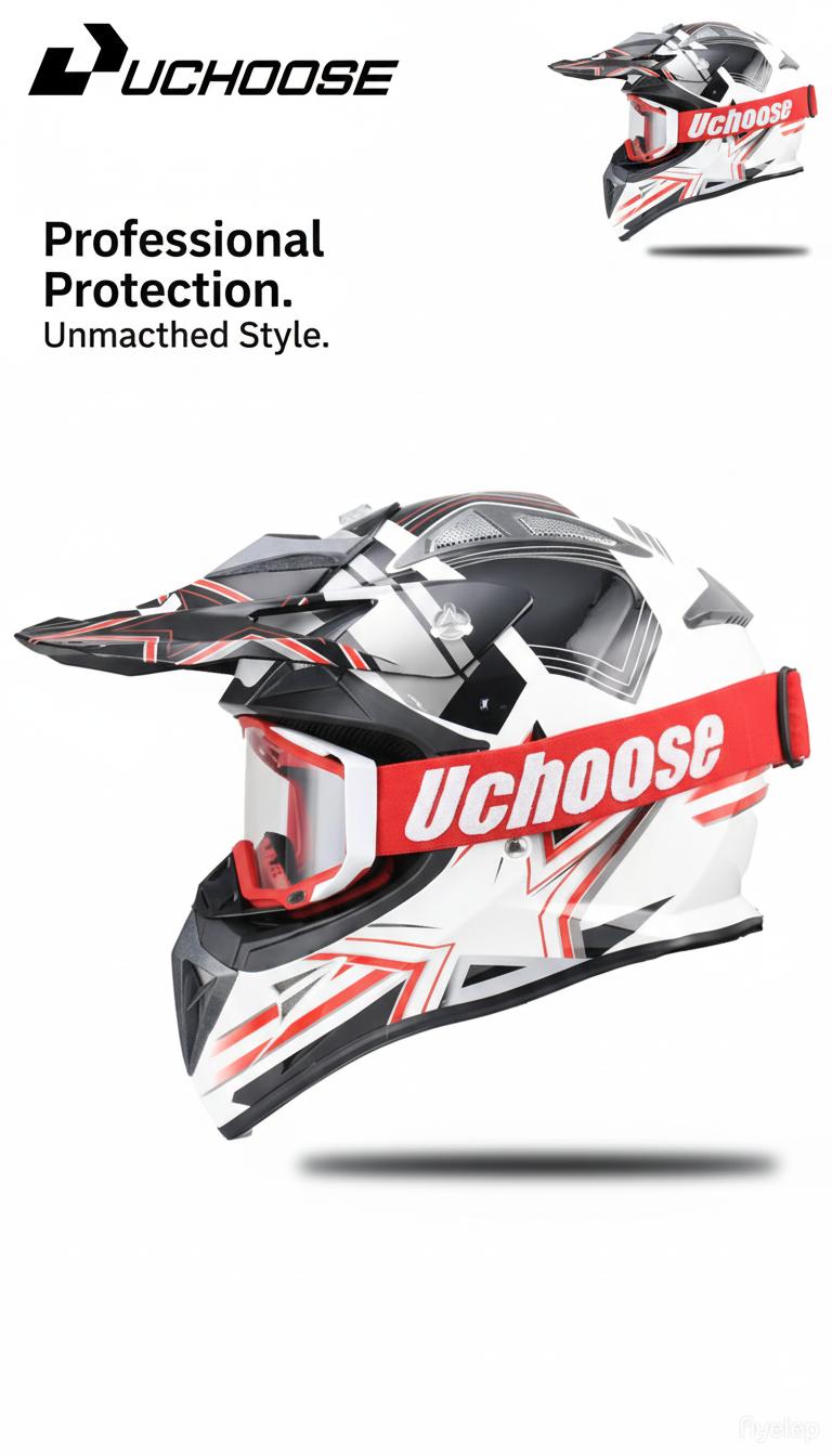 2026 Trend DOT Certified Full Face Dirtbike Helmet - Lightweight, Breathable Off-Road Biker Motocross Helmet with Adjustable Straps, Chinstrap for Adults/Youth, Full Face Helmet