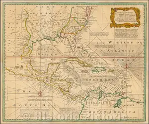West Indies with Adjacent Coasts of North and South America, 1748 - Historical Map Print