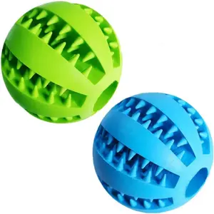 2 Pack 2.8" Dog Toy Ball - Nontoxic Bite Resistant Teething Toys for Small/Medium/Large Dog and Puppy Cat, Dog Pet Food Treat Feeder Chew Tooth Cleaning Exercise Game IQ Training(1 Green+1 Blue) - Home Improvement.